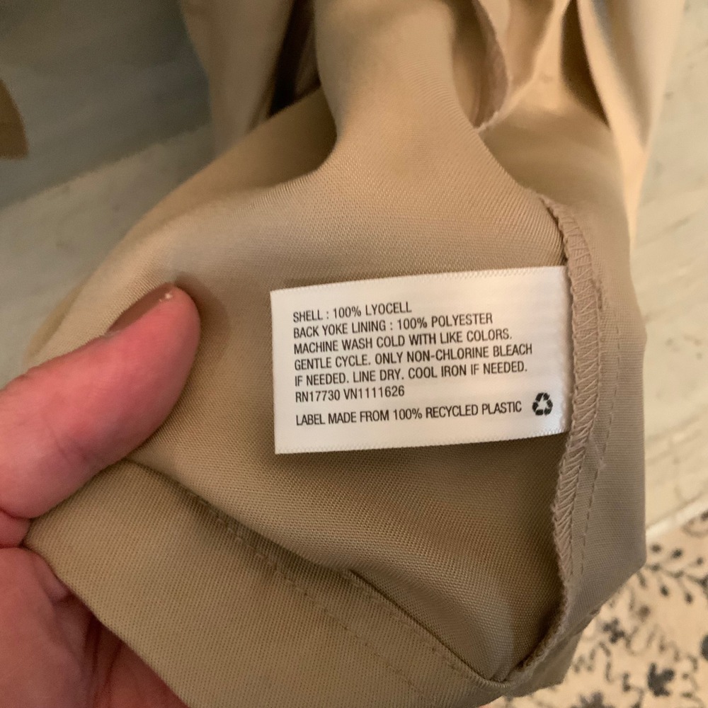 a New Day Tan Lightweight Tie Waist Short Trench Coat Jacket Size Large GC - Picture 7 of 8